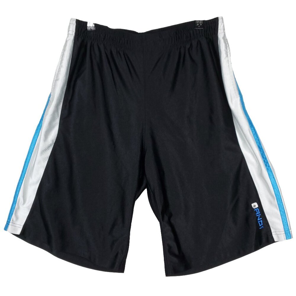 AND1 Basketball Shorts Black‎ White Cyan Blue Mens L Large